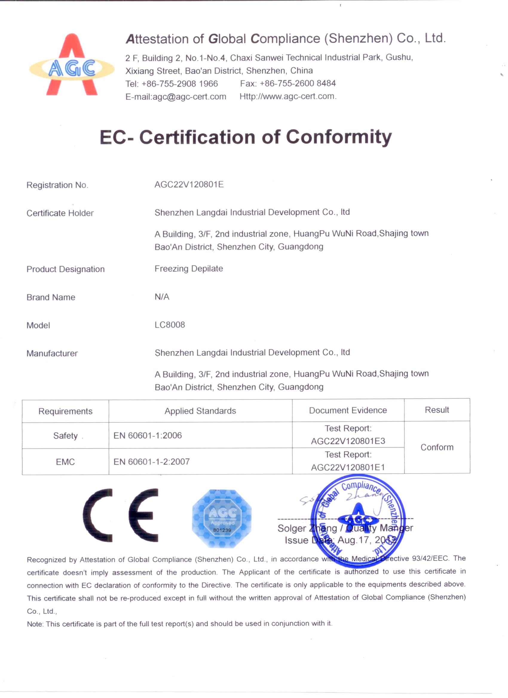 Porcellana Shenzhen Langdai Industrial Development Co., Ltd. Certificazioni